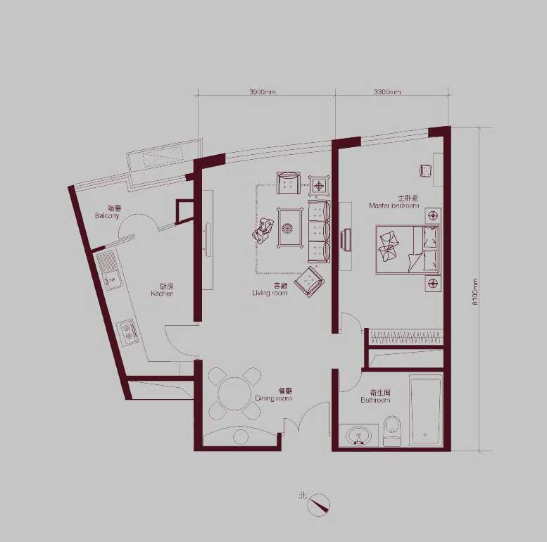 Glo-con : CBD superb morden 1 BR with rate Just  1K monthly
