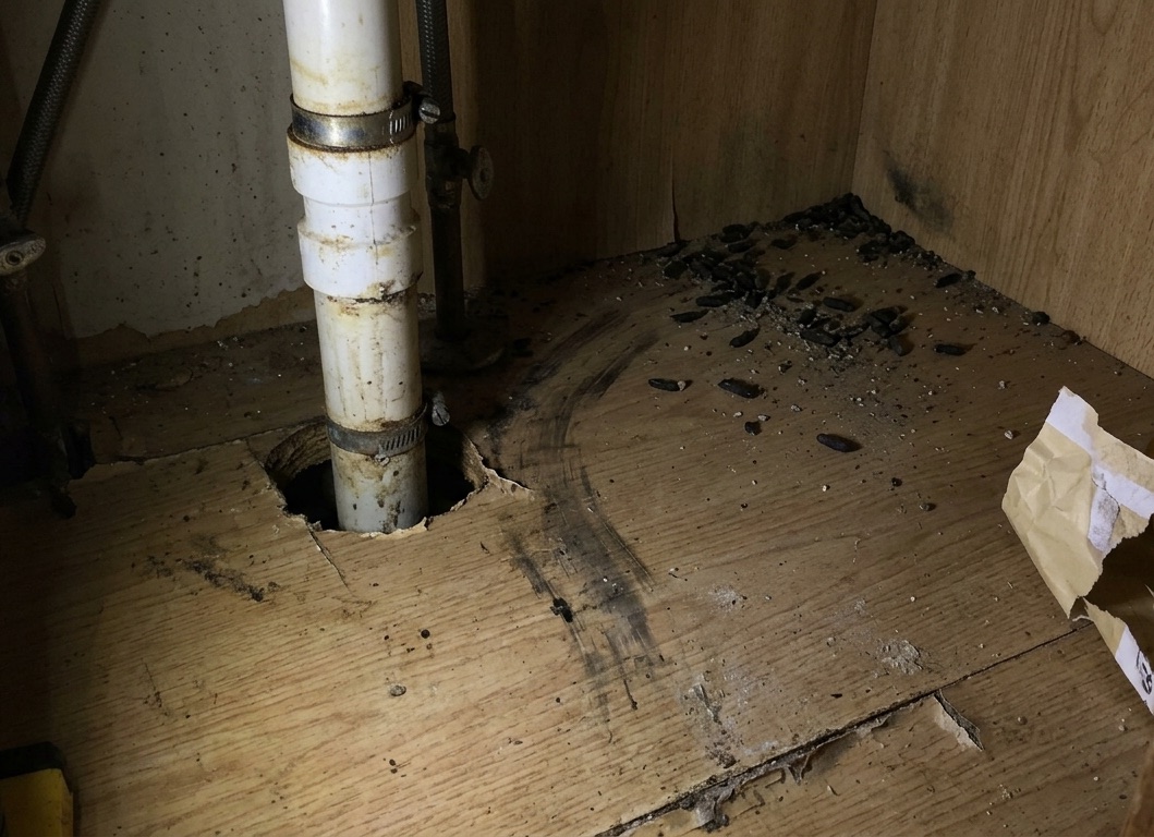 kitchen cabinet pest damage real estate issue